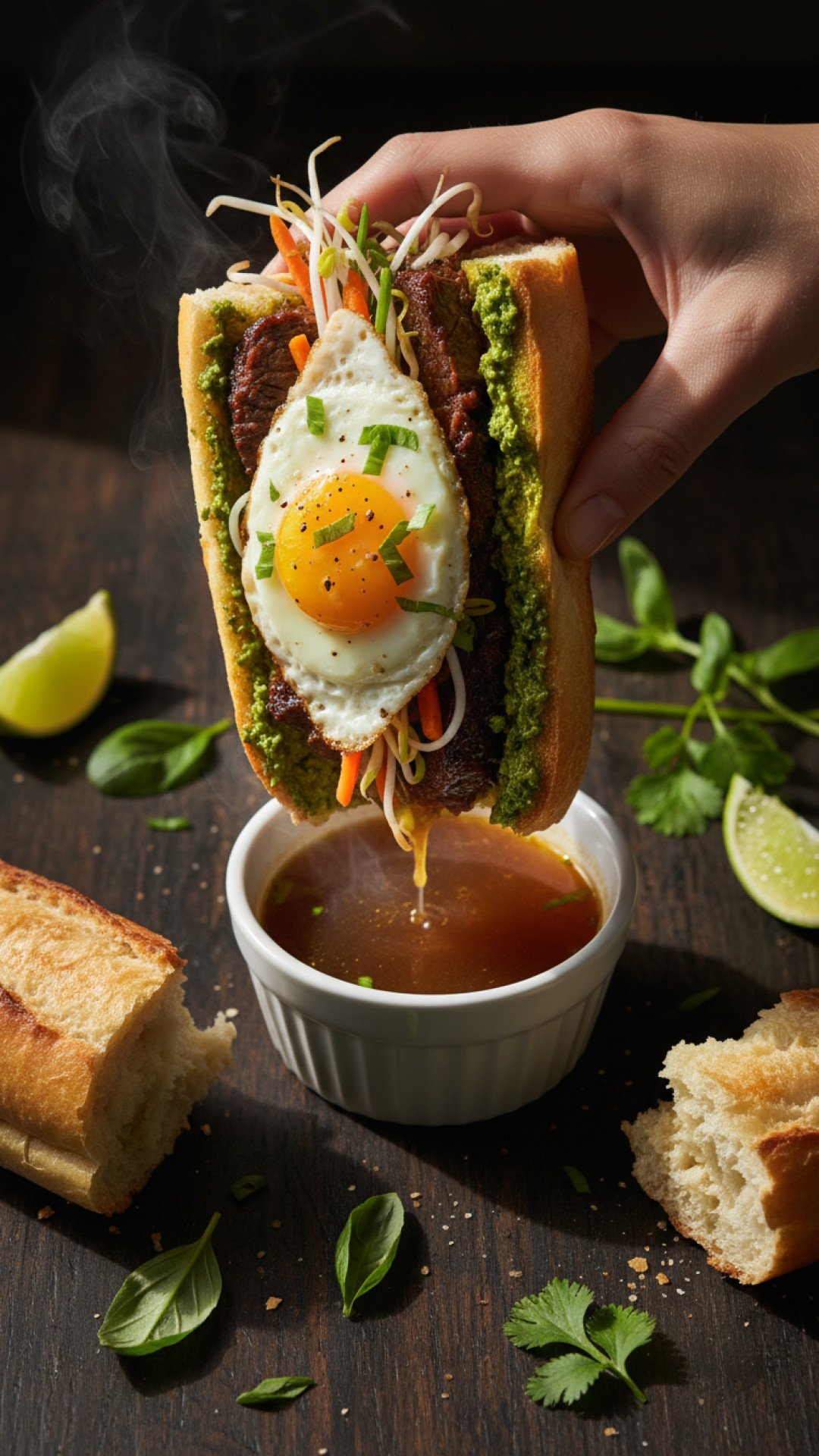 The Ultimate Short Rib Pho French Dip Banh Mi with Thai Basil Chimichurri 4 Short Rib Pho French Dip Banh Mi with Thai Basil Chimichurri Preparation