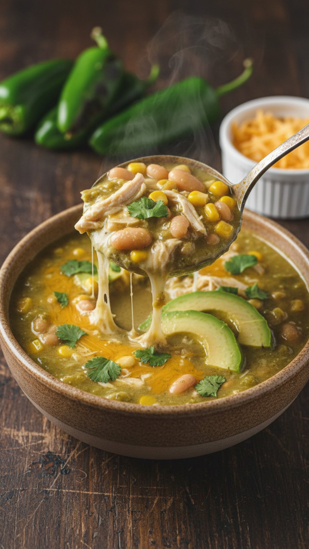 Slow Cooker Creamy Green Chile Chicken Enchilada Soup Preparation
