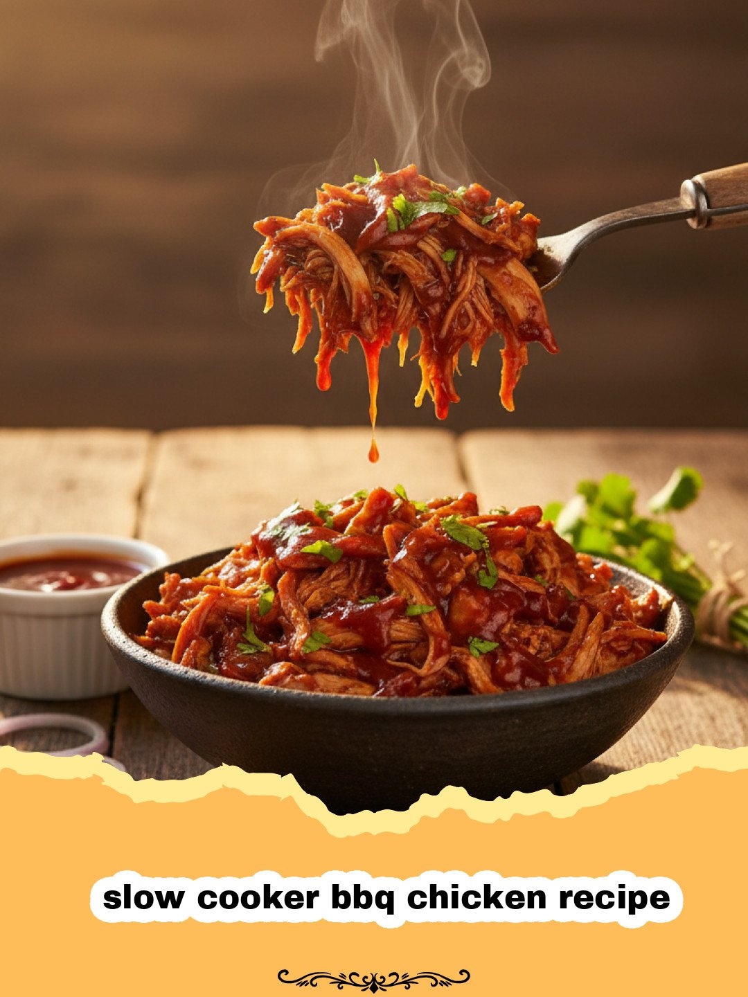 slow cooker bbq chicken recipe - Shredded slow cooker bbq chicken served on a bun with coleslaw