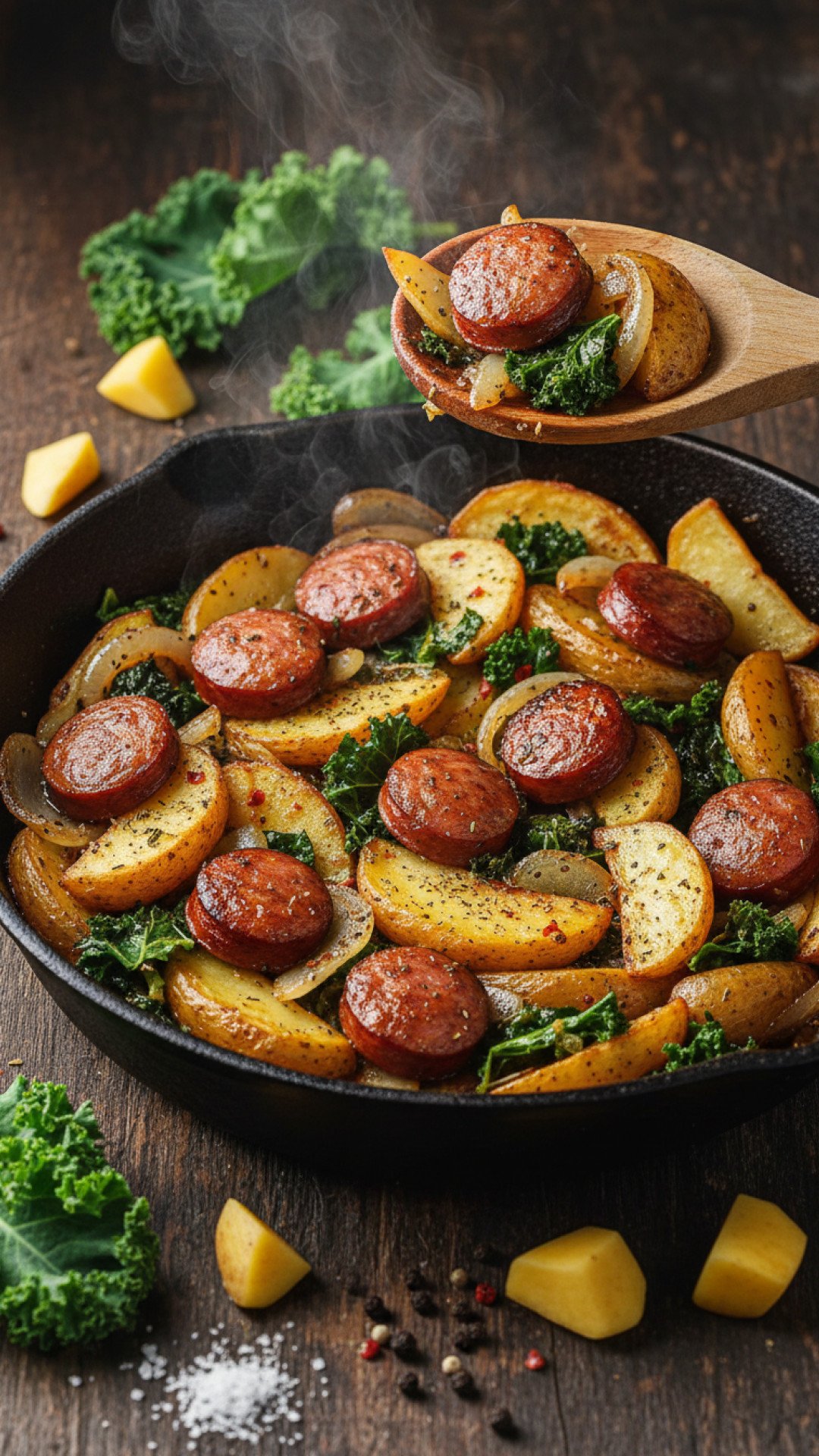 Smoked Sausage and Potatoes Skillet Preparation
