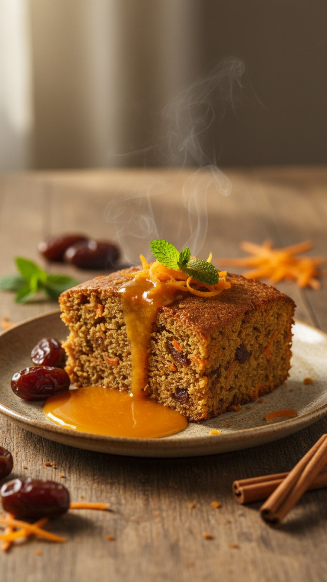 Spiced Carrot Date Pudding with Orange Sauce Preparation