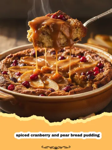 Comforting Spiced Cranberry and Pear Bread Pudding for the Holidays