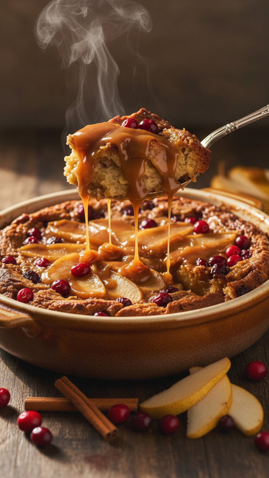 Comforting Spiced Cranberry and Pear Bread Pudding for the Holidays 4 Spiced Cranberry and Pear Bread Pudding Preparation