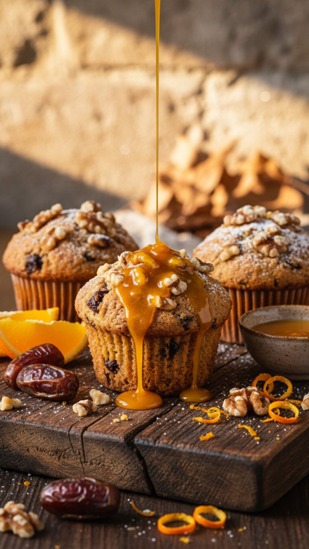 Spiced Date Walnut Cupcakes with Orange Drizzle Preparation