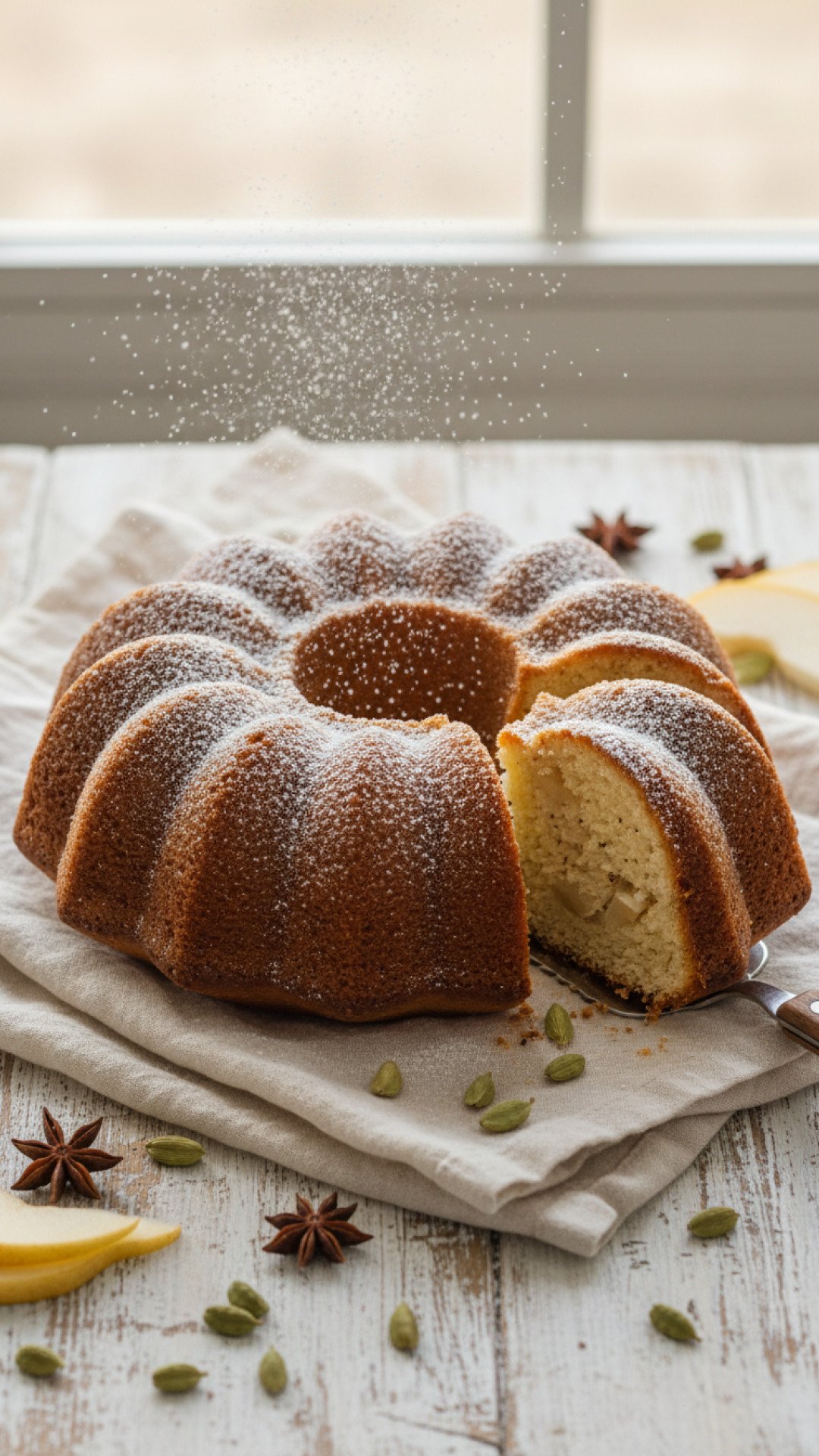 Spiced Pear Cardamom Bundt Cake Preparation