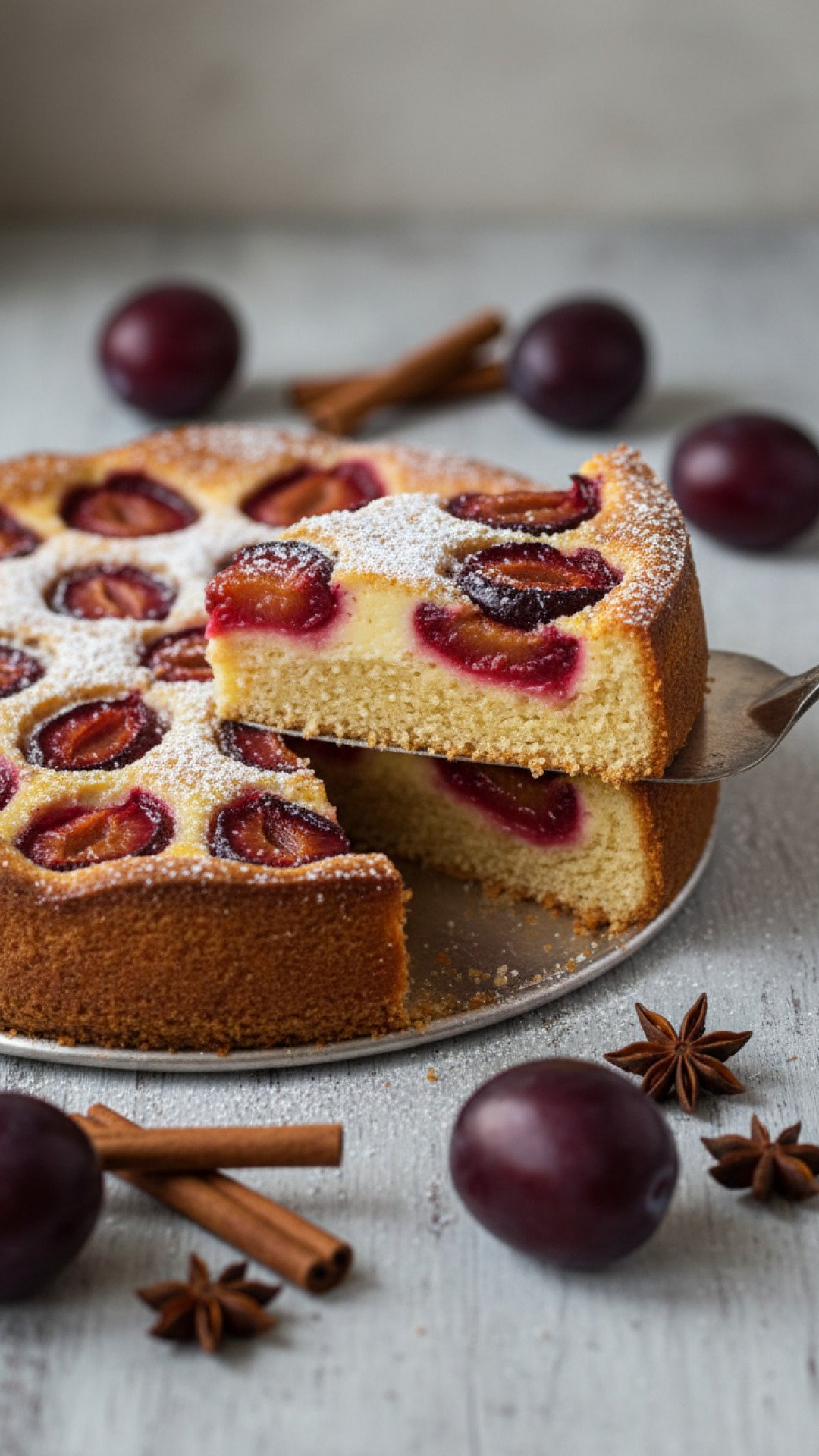 Spiced Plum Custard Cake Preparation