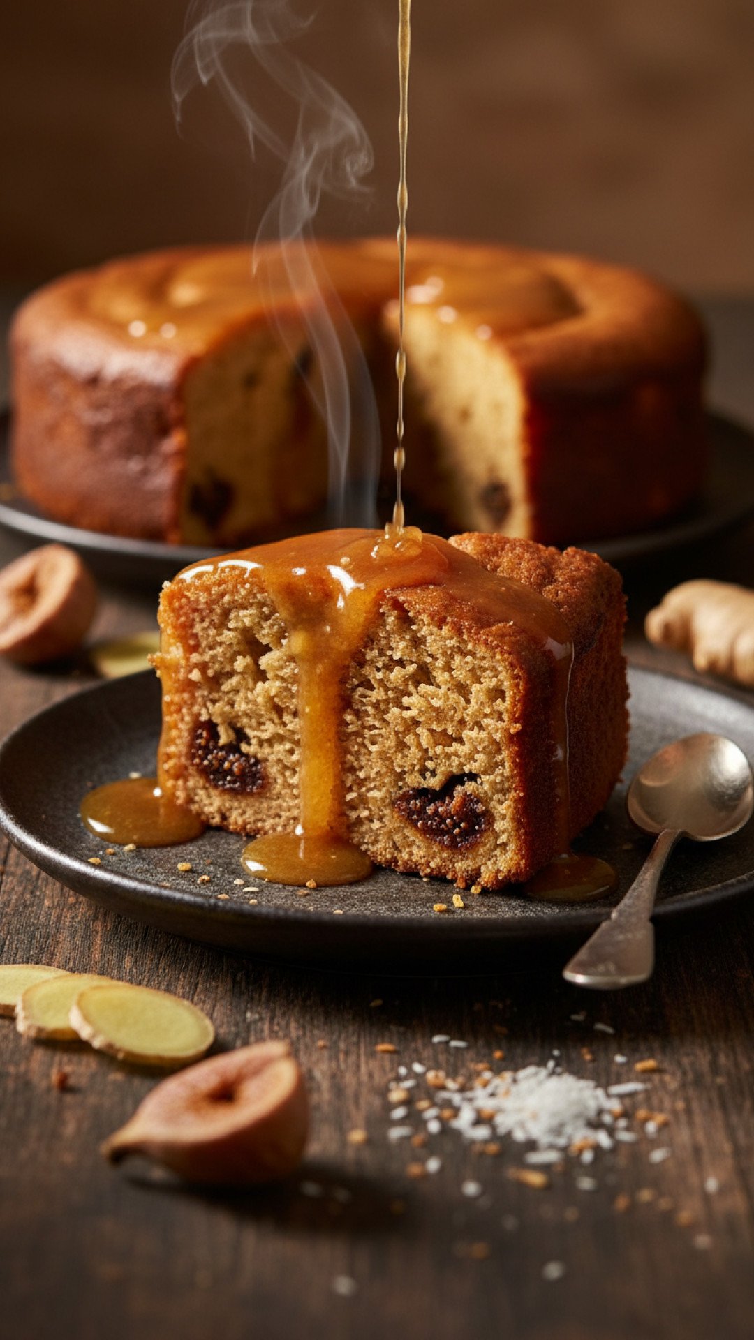 Sticky Coconut Fig Pudding with Ginger Syrup Preparation