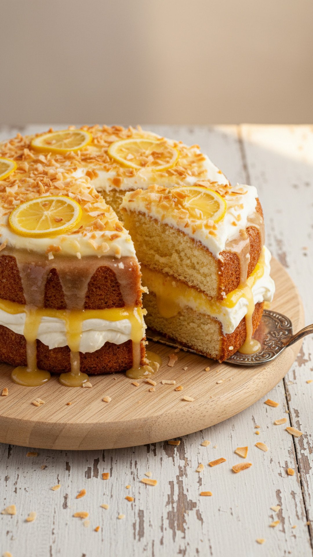 Sticky Coconut Lemon Cake Preparation
