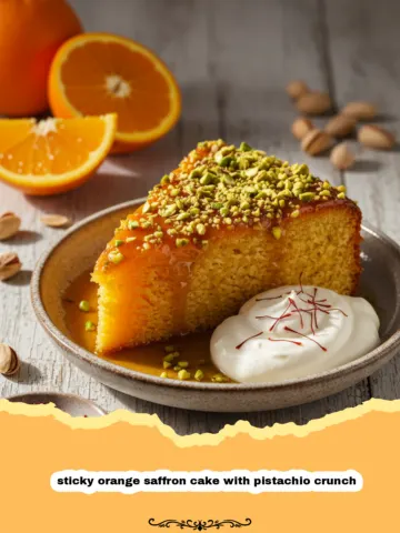 The Most Irresistible Sticky Orange Saffron Cake with Pistachio Crunch