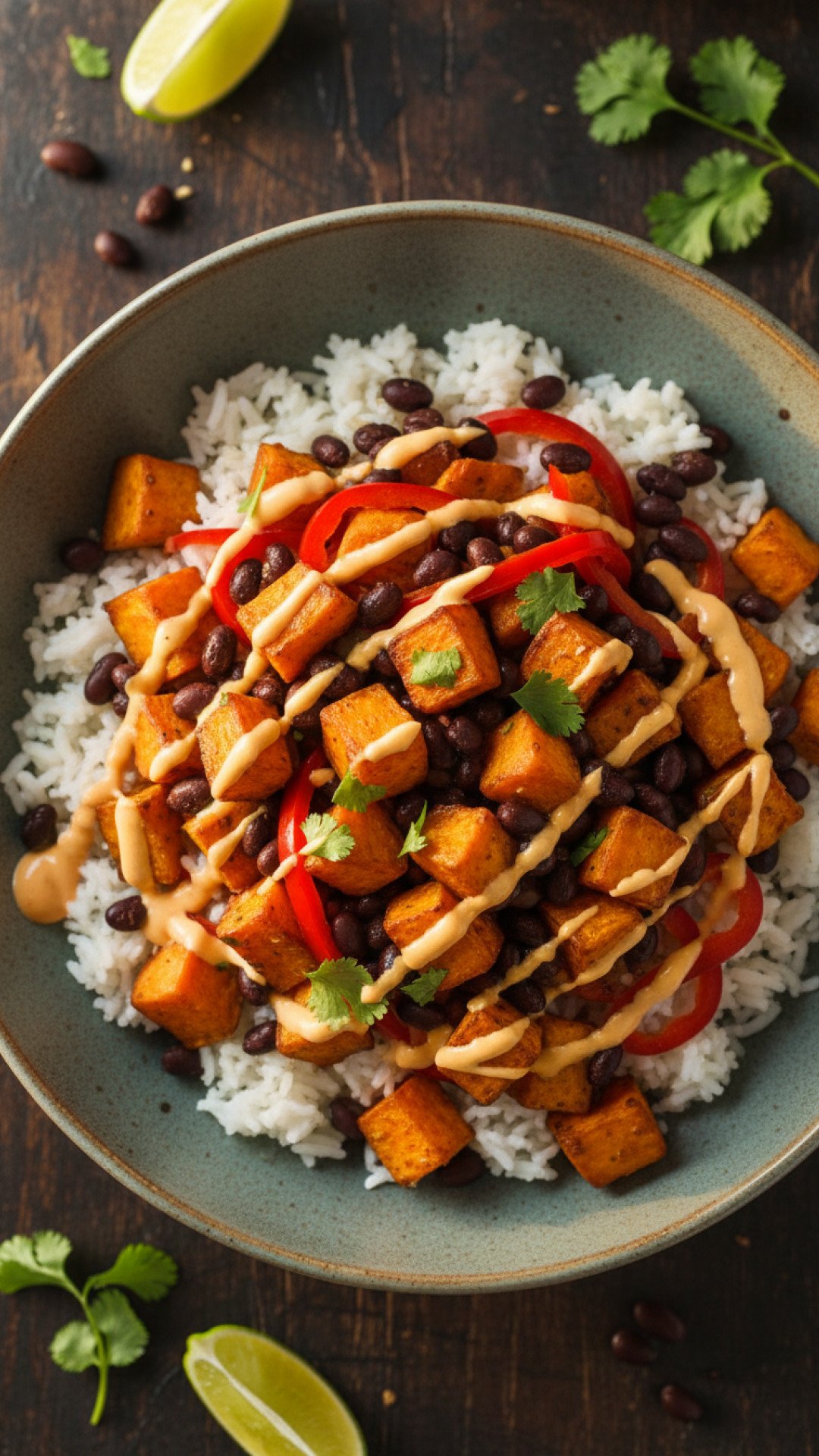 Sweet Potato and Black Bean Burrito Bowls Preparation
