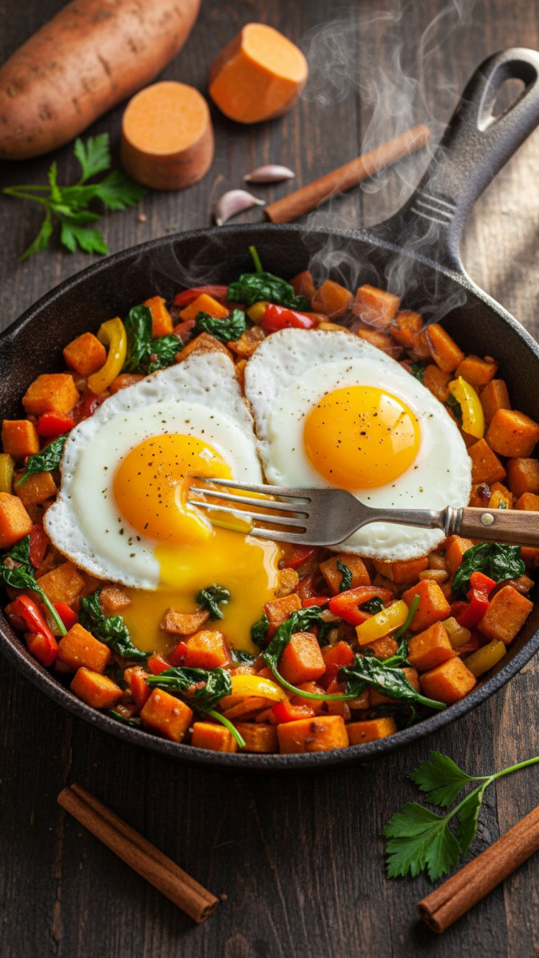 The Ultimate Savory Sweet Potato Hash with Fried Eggs 4 Sweet Potato Hash with Fried Eggs Preparation
