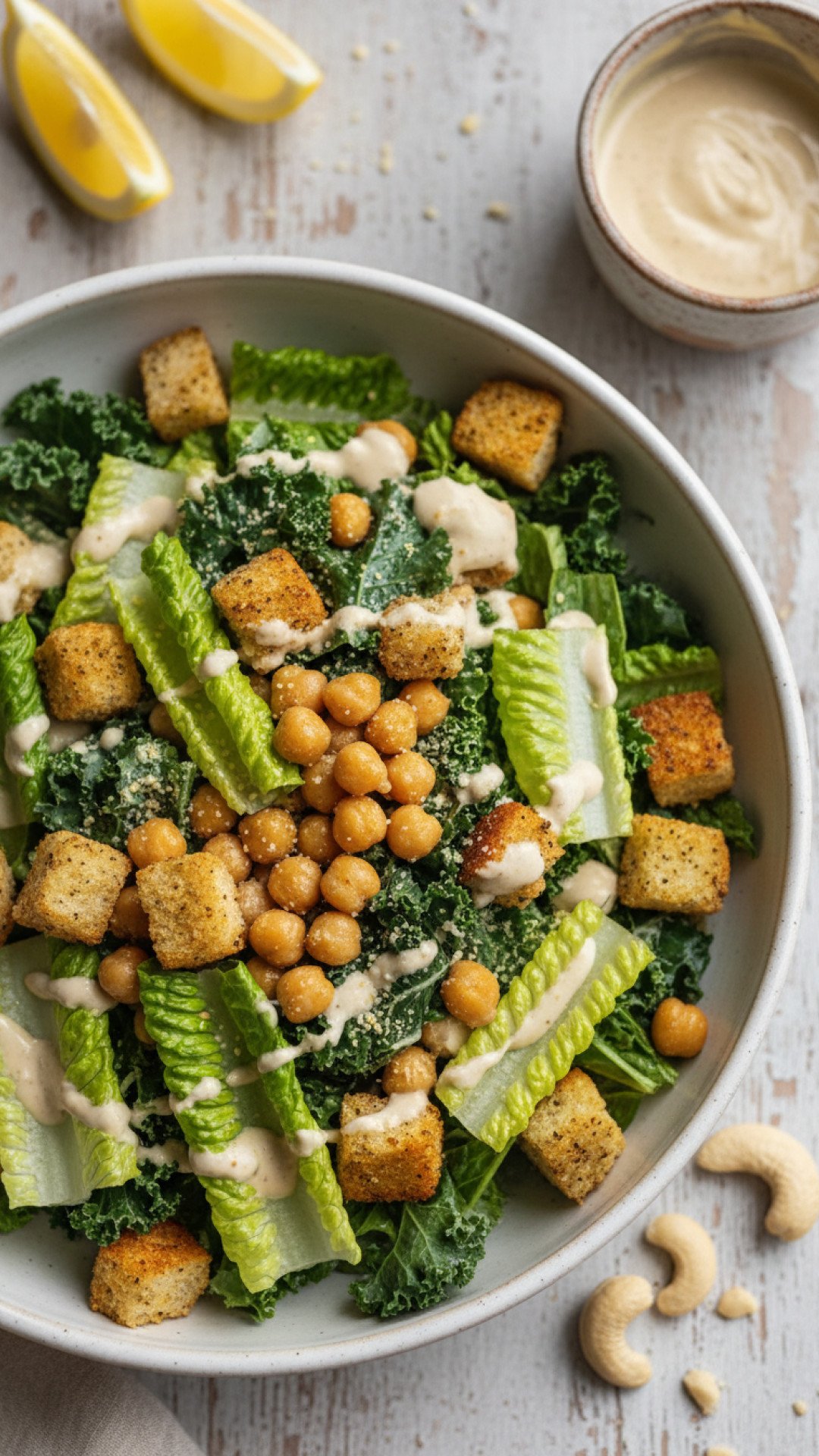 Vegan Caesar Salad with Chickpeas Preparation