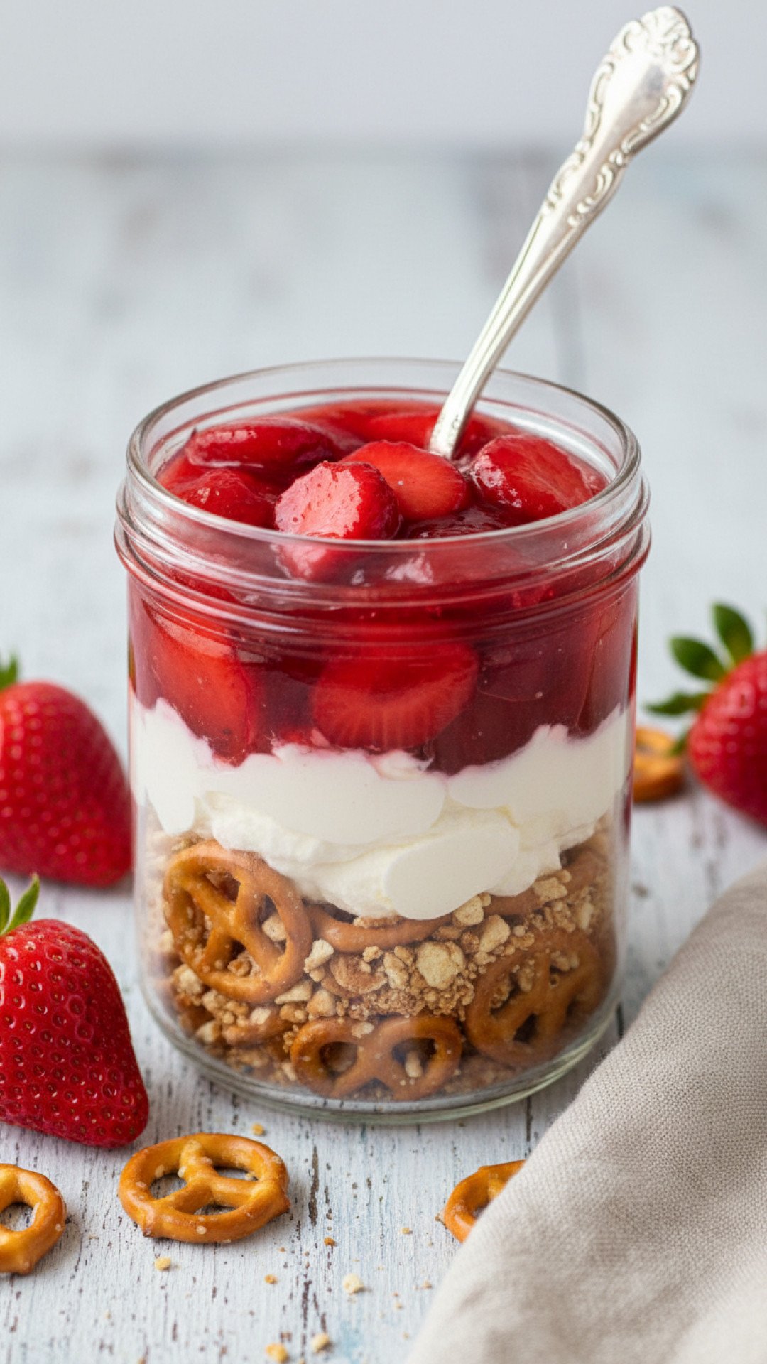 Walking Strawberry Pretzel Salad Preparation