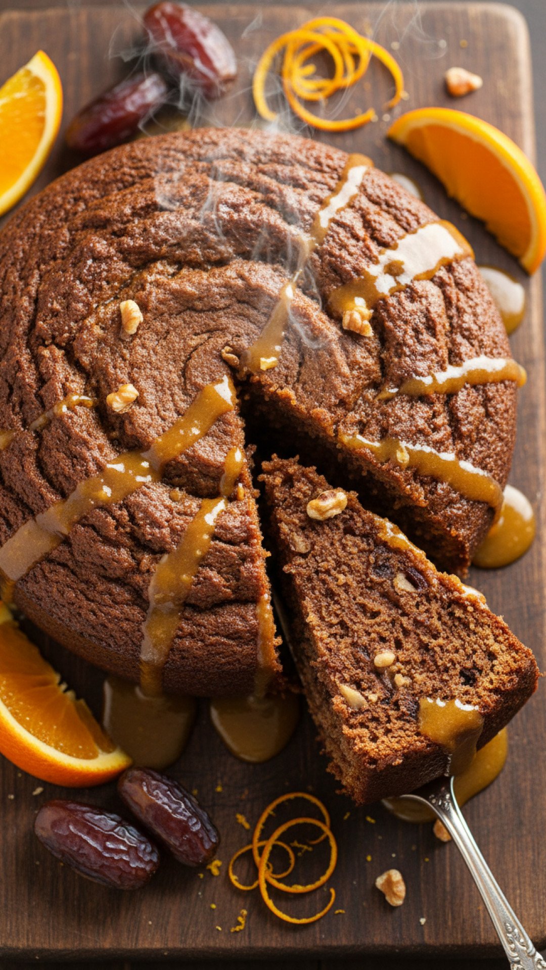 Warm Brown Sugar and Date Cake with Orange Glaze Preparation