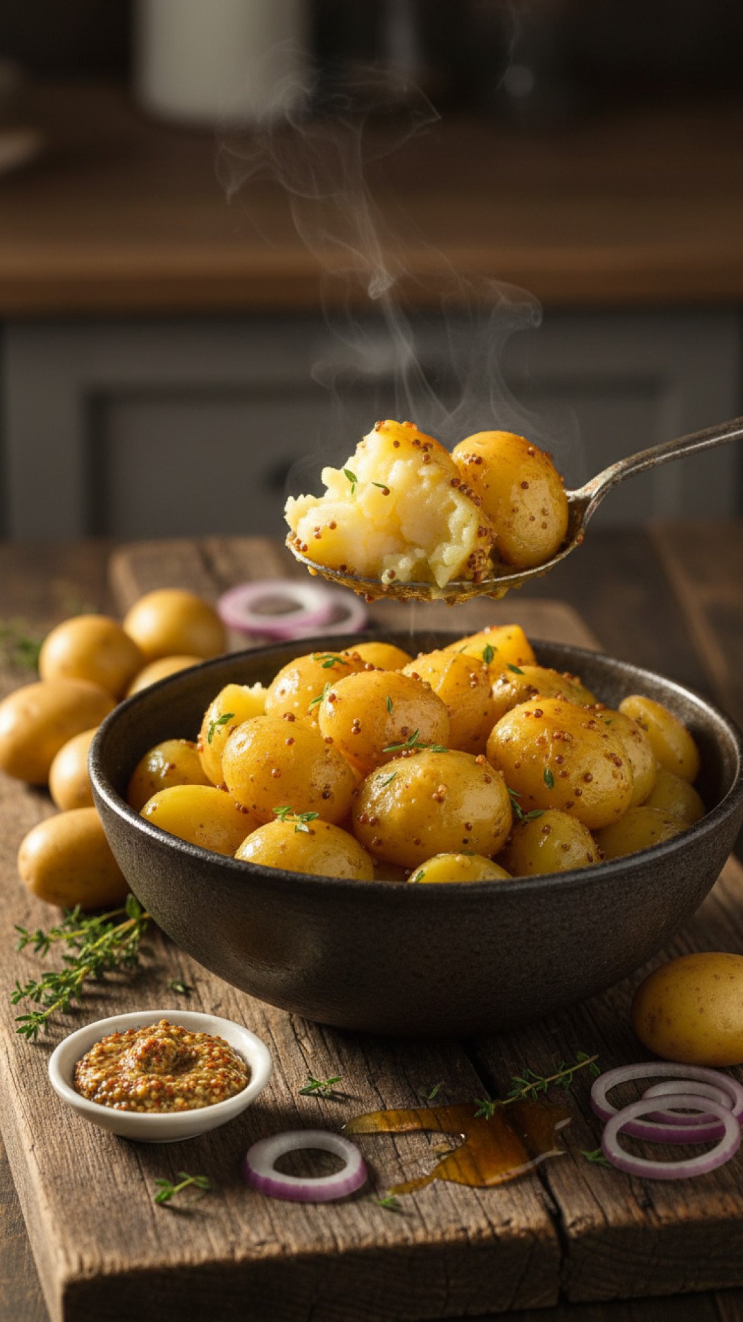 Zesty Honey Mustard Warm Potato Salad Preparation