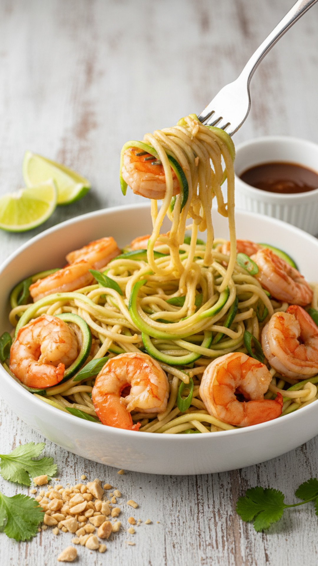 Zucchini Noodle Pad Thai with Shrimp Preparation
