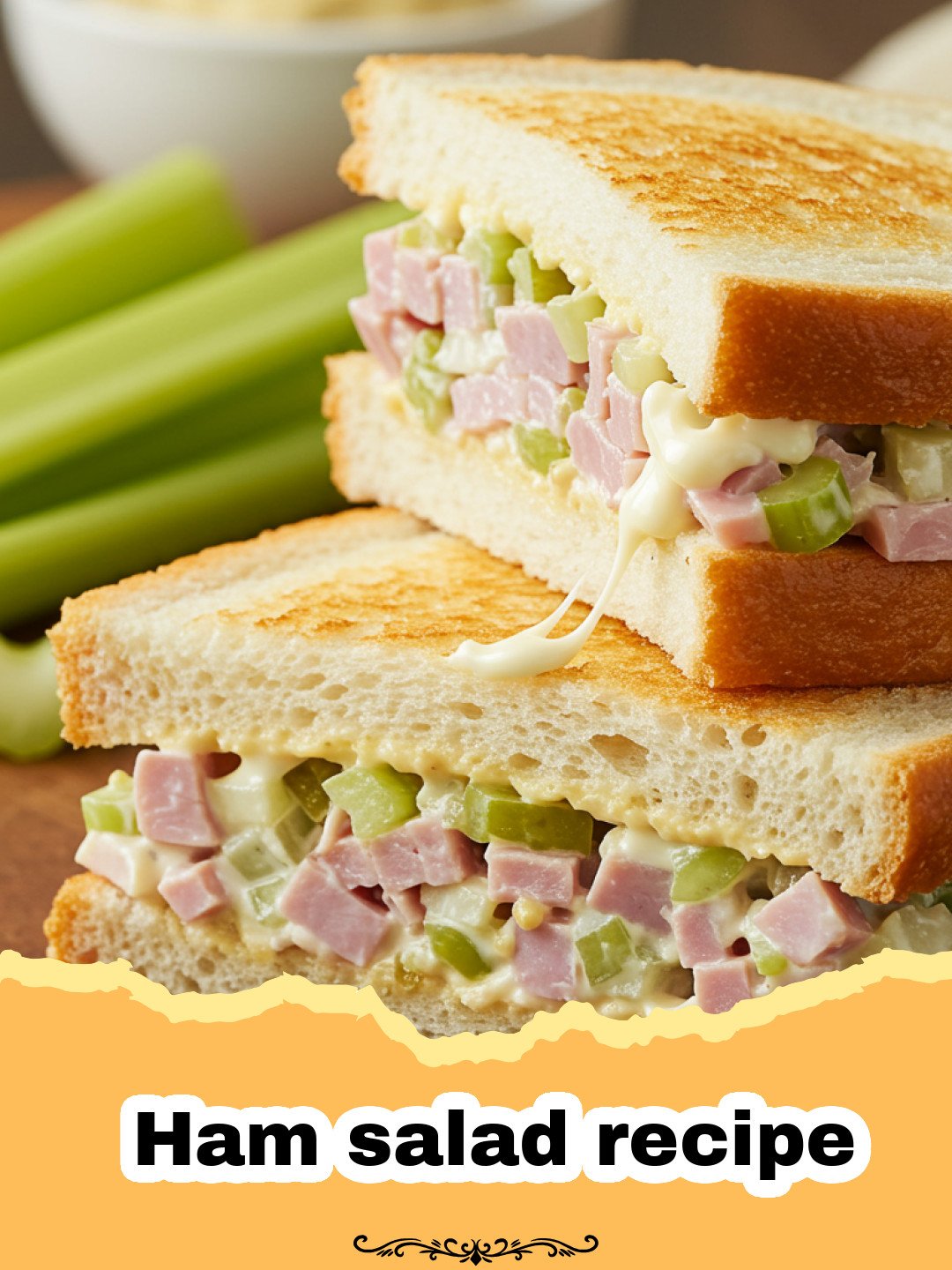 The Best Classic Ham Salad Recipe 3 Ham salad recipe - A bowl of creamy ham salad garnished with parsley next to crackers