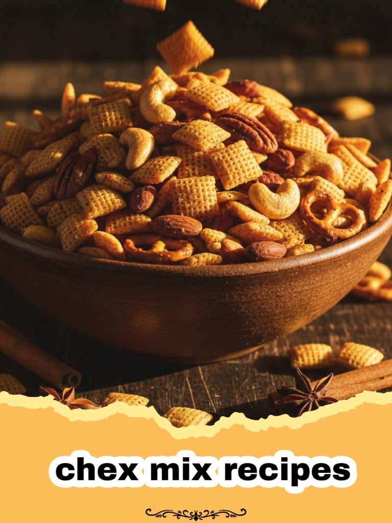 chex mix recipes - A large bowl of homemade savory Chex Mix with assorted cereals, nuts, and pretzels.