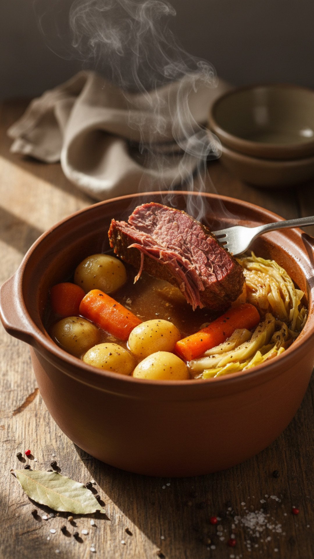 Classic Slow Cooker Corned Beef and Cabbage Preparation