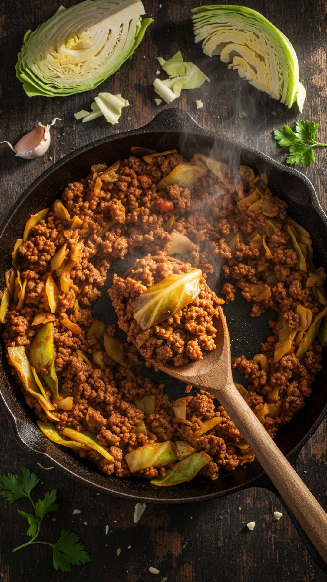 Cozy Comfort in a Pan: The Best Ground Beef and Cabbage Skillet Recipe 4 Cozy Ground Beef and Cabbage Skillet Preparation