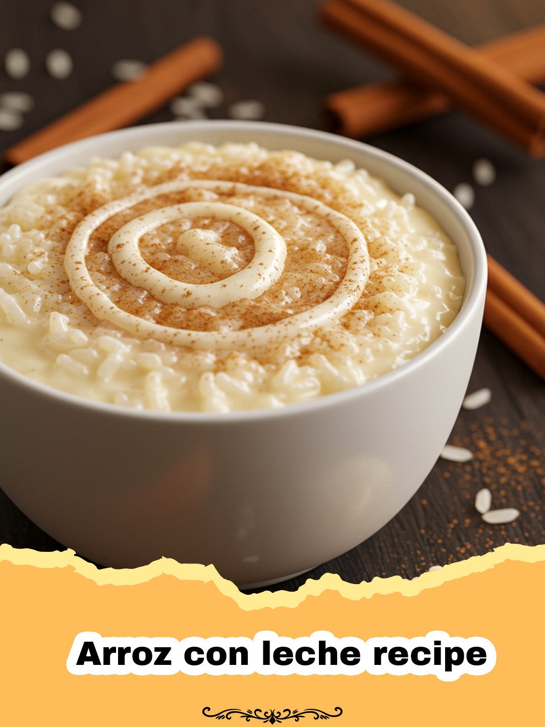 The Most Comforting Arroz Con Leche: A Creamy Family Favorite 3 Arroz con leche recipe - A bowl of creamy Arroz con leche topped with ground cinnamon and a cinnamon stick.