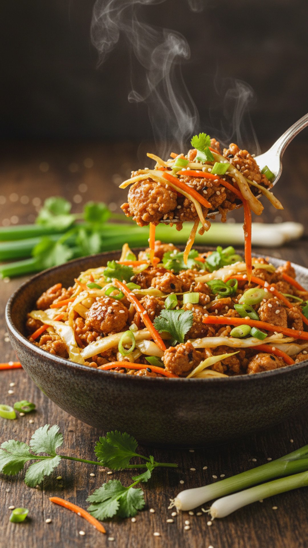 Deconstructed Egg Roll in a Bowl Preparation