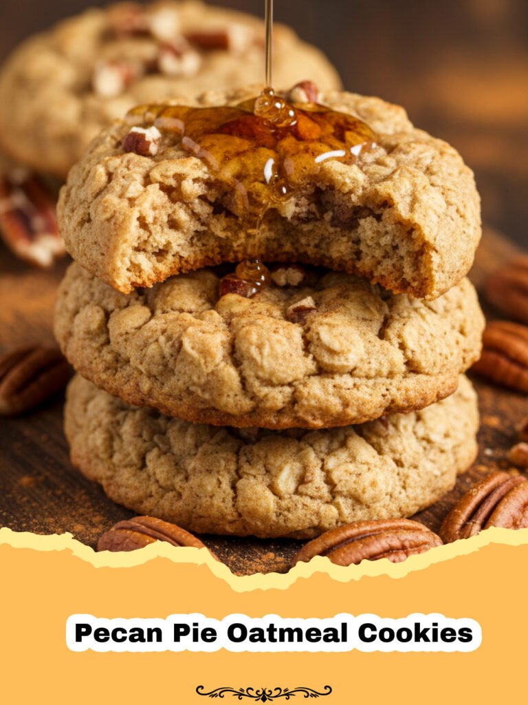 The Ultimate Cozy Pecan Pie Oatmeal Cookies: A Taste of Southern Comfort 5 Pile of warm Pecan Pie Oatmeal Cookies on a cooling rack, some with a bite taken out, showing the chewy interior and chopped pecans.