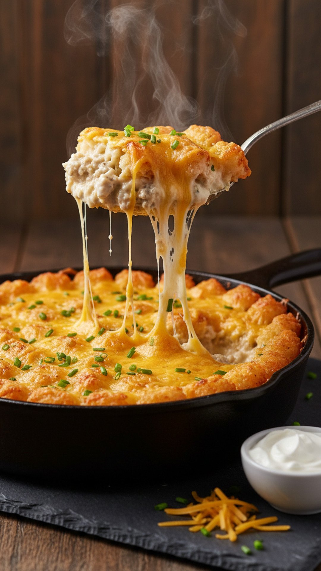 Easy Cheesy Tater Tot Casserole Preparation