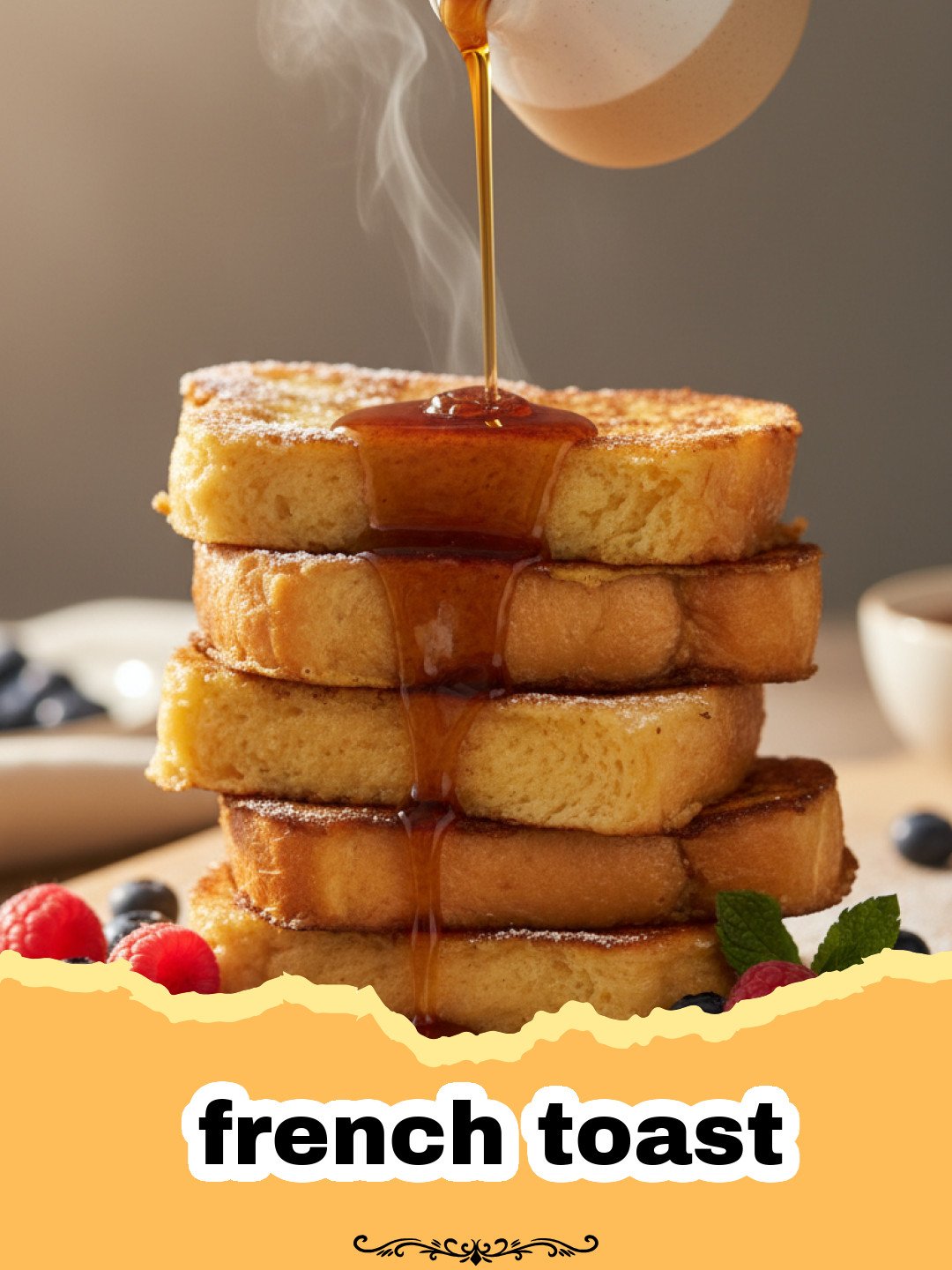 The Ultimate Fluffy French Toast: A Weekend Brunch Essential 3 french toast - Stack of fluffy golden French toast slices with powdered sugar and fresh berries