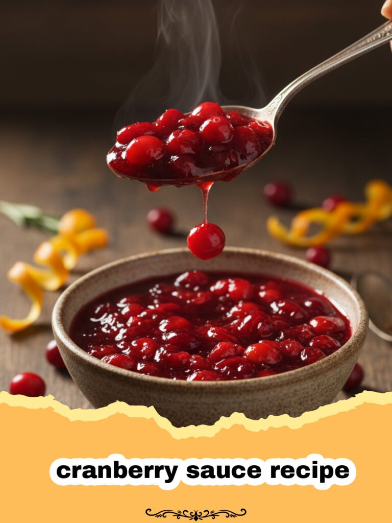 cranberry sauce recipe - A bowl of vibrant red homemade cranberry sauce topped with orange zest.