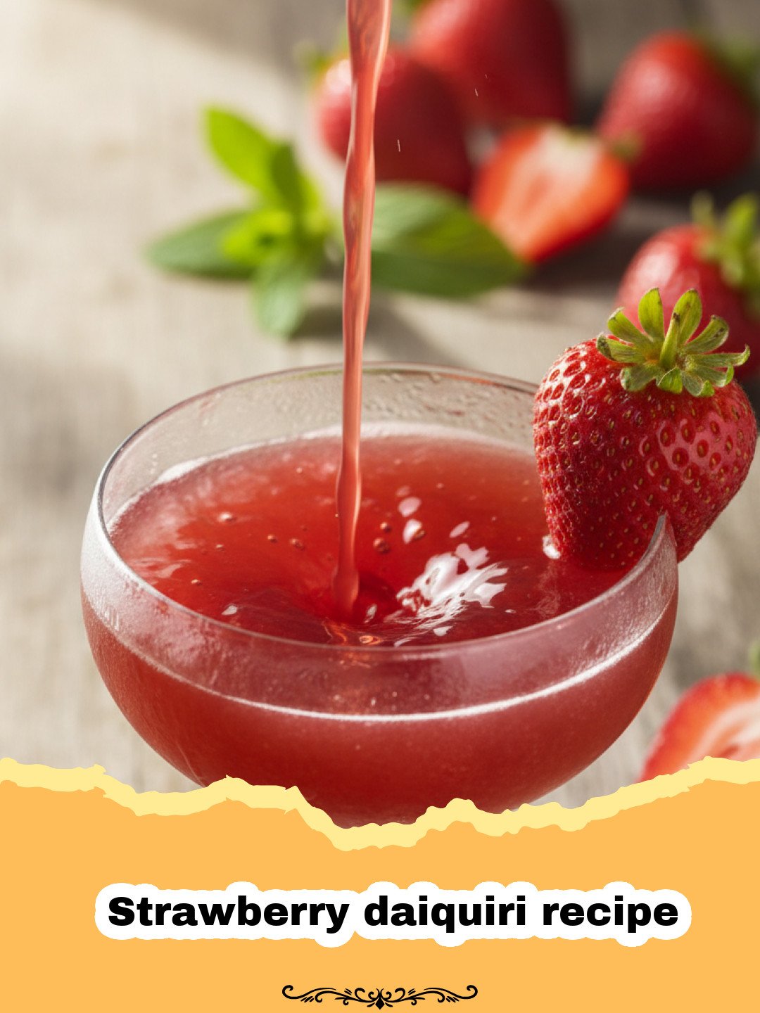 Strawberry daiquiri recipe - A vibrant red frozen strawberry daiquiri in a hurricane glass with a lime garnish.