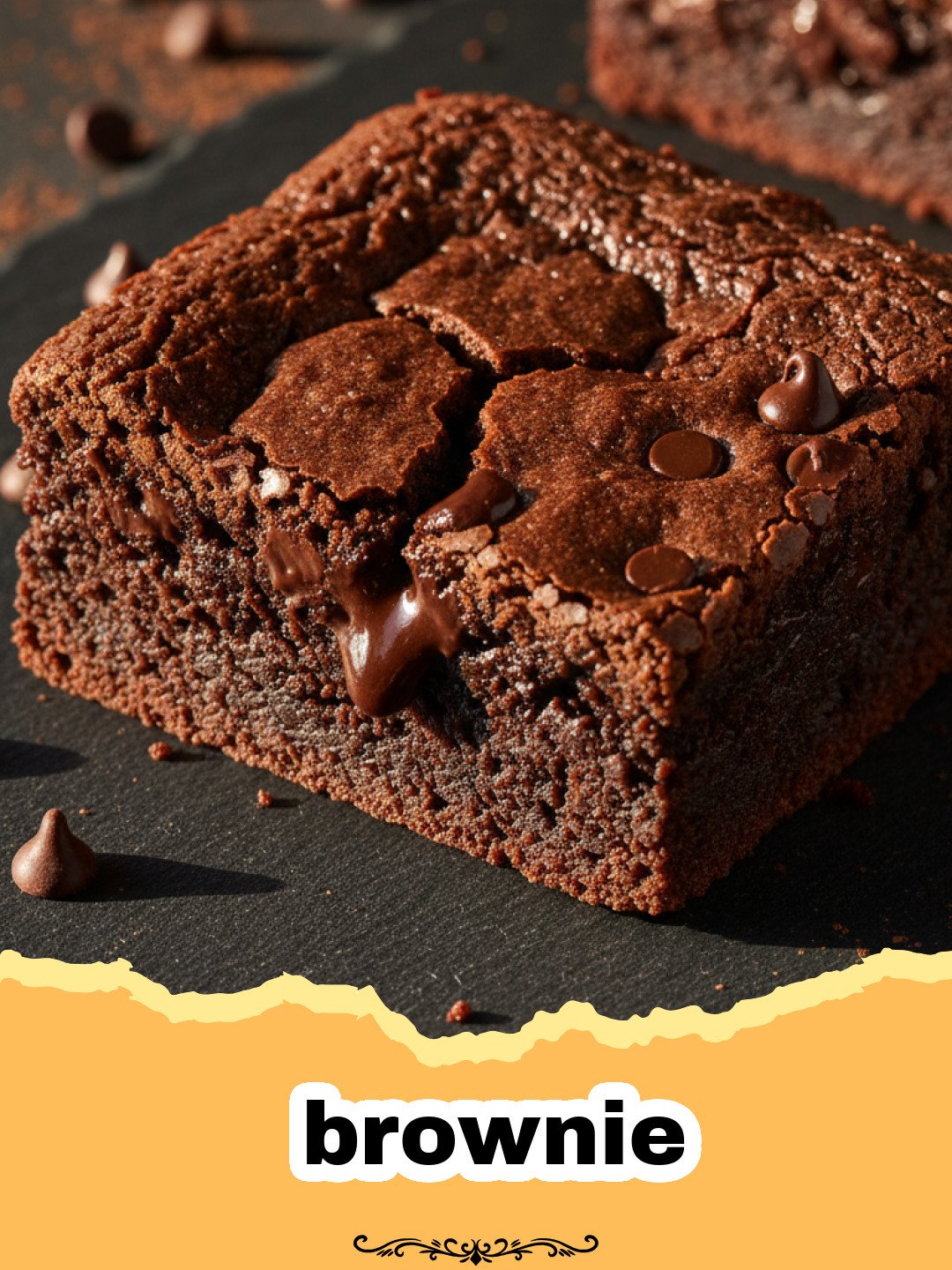 The Ultimate Fudgy Brownie Recipe: Chewy, Gooey Perfection Every Time 3 Close-up of a fudgy brownie with a crackly top, sliced into squares and stacked, with some chocolate chips visible.