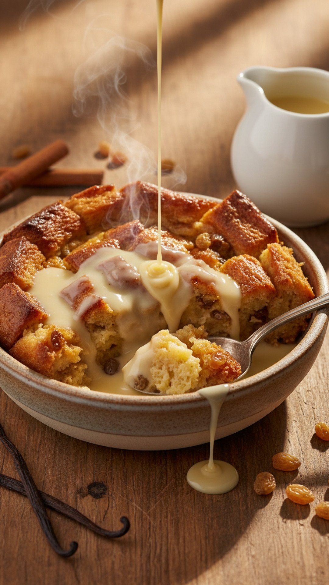 Grandmas Old Fashioned Bread Pudding with Creamy Vanilla Sauce Preparation