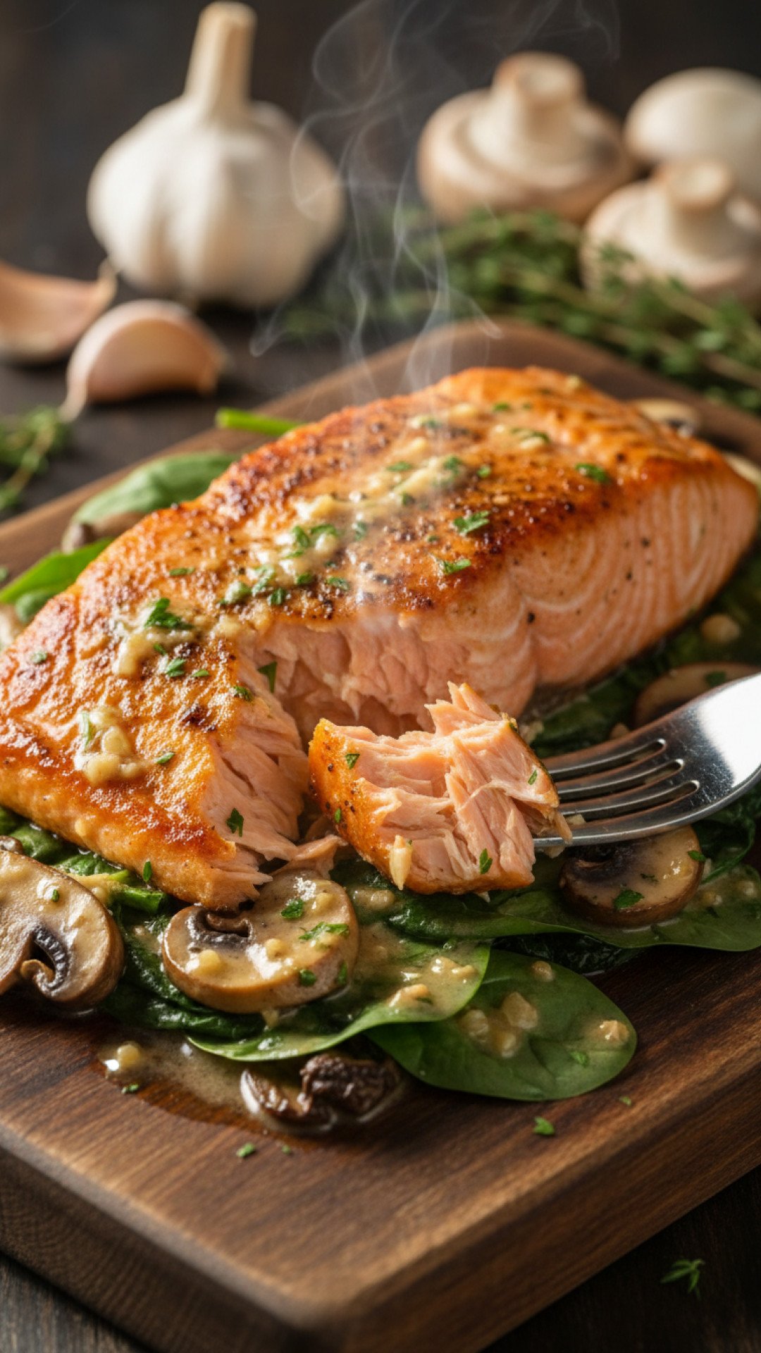 Healthy Garlic Butter Salmon Spinach Mushrooms Weeknight Winner: 15 ...