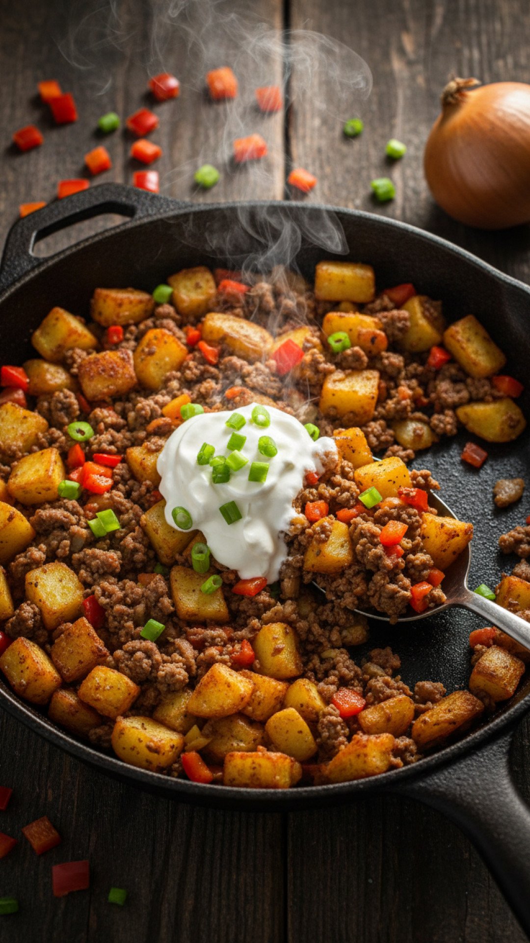 Hearty & Delicious Weeknight Ground Beef Skillet Preparation