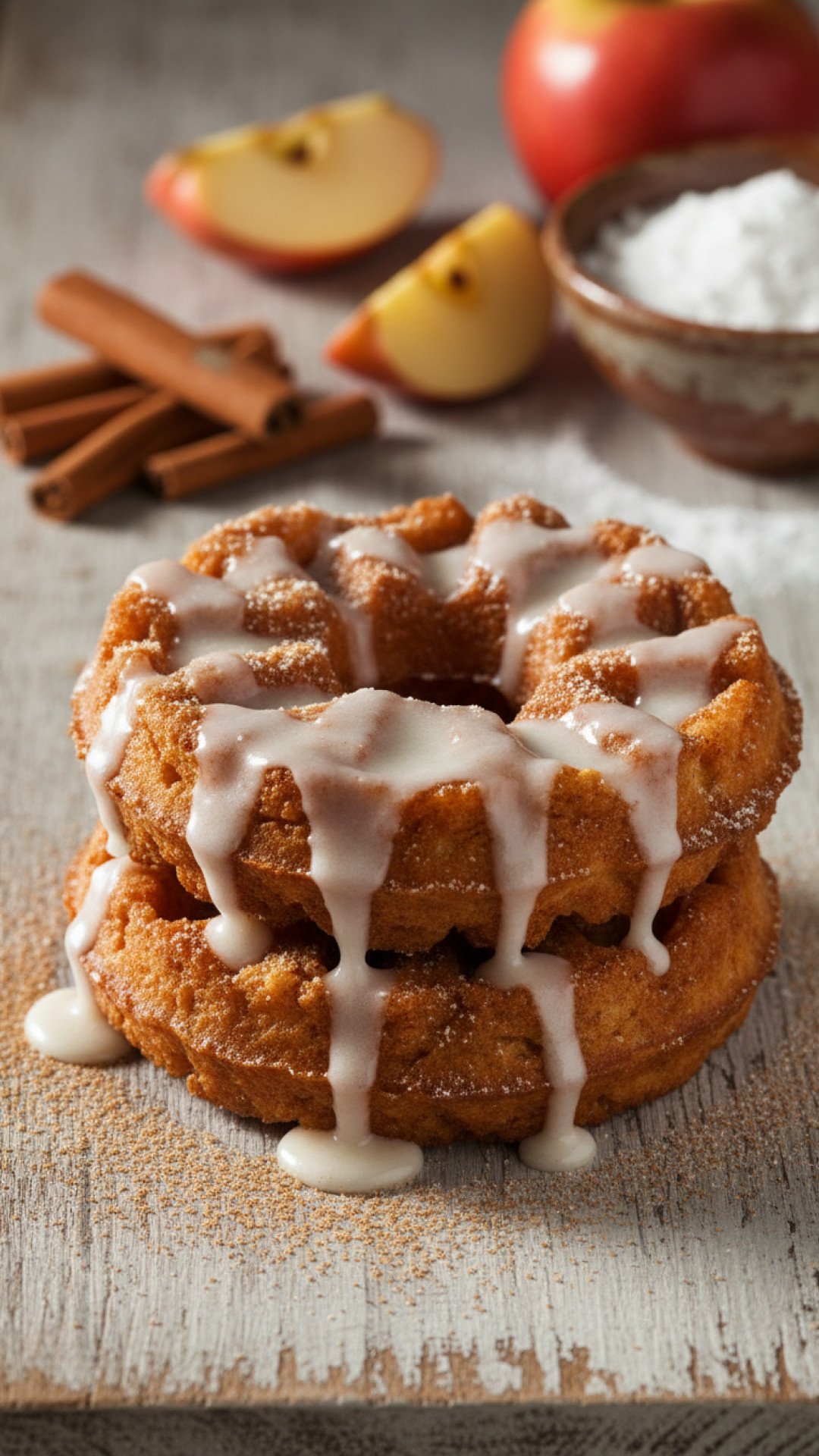 Homemade Apple Fritter Waffle Donuts Preparation