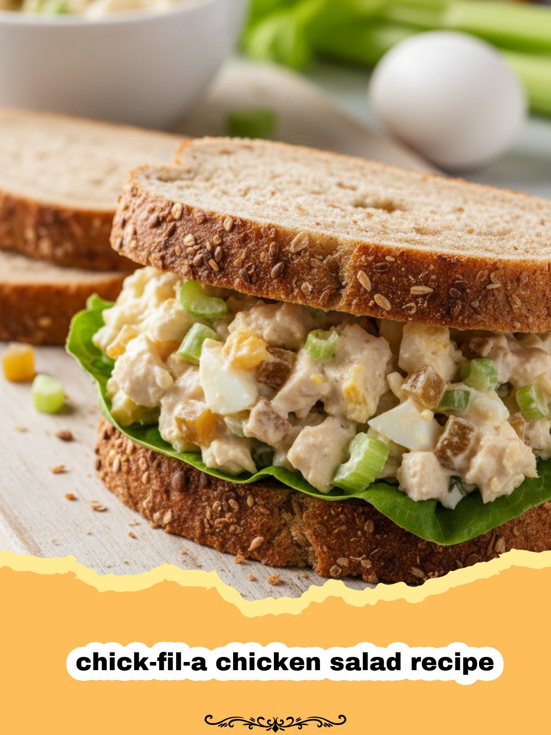 Close-up of a creamy chick-fil-a chicken salad recipe served in a small white bowl with crackers.