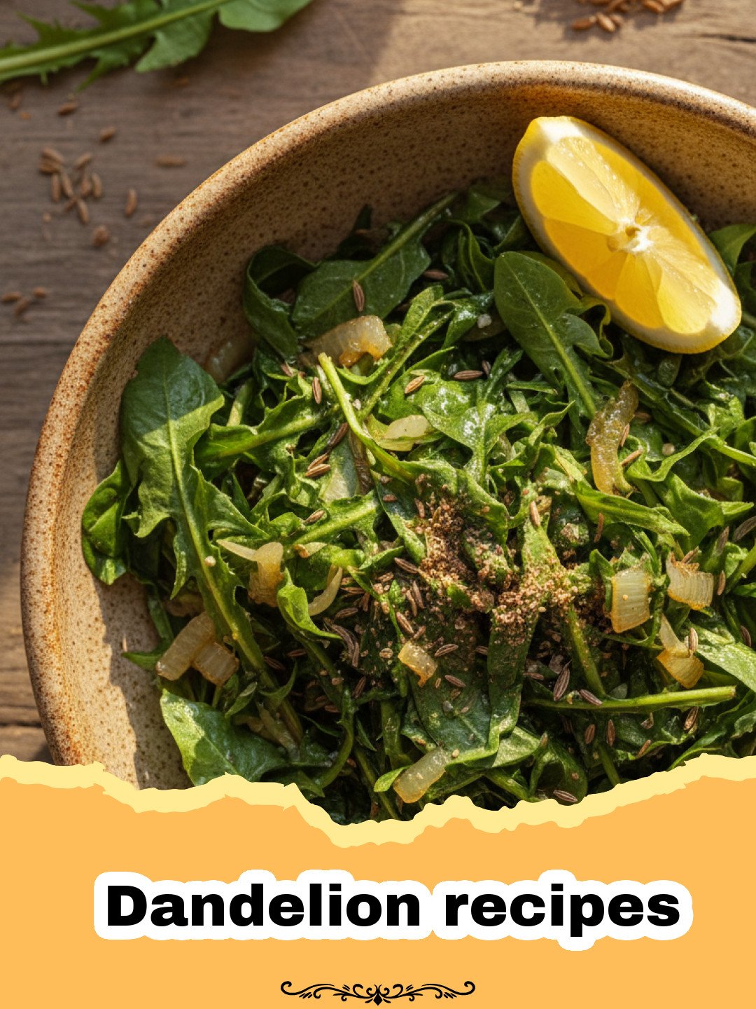 Dandelion recipes - Sautéed dandelion greens with garlic and honey glaze in a skillet