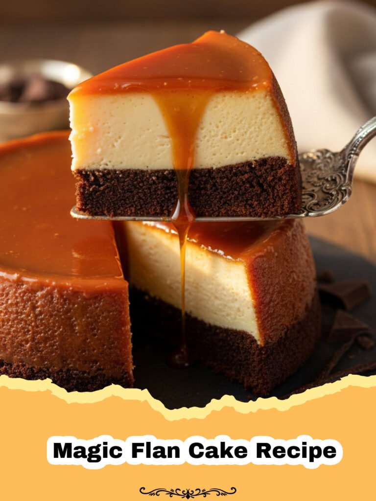 The Ultimate Magic Flan Cake Recipe: A Showstopping Dessert That Defies Logic 5 Magic Flan Cake Recipe - A beautiful Magic Flan Cake on a white platter with caramel dripping down the sides.