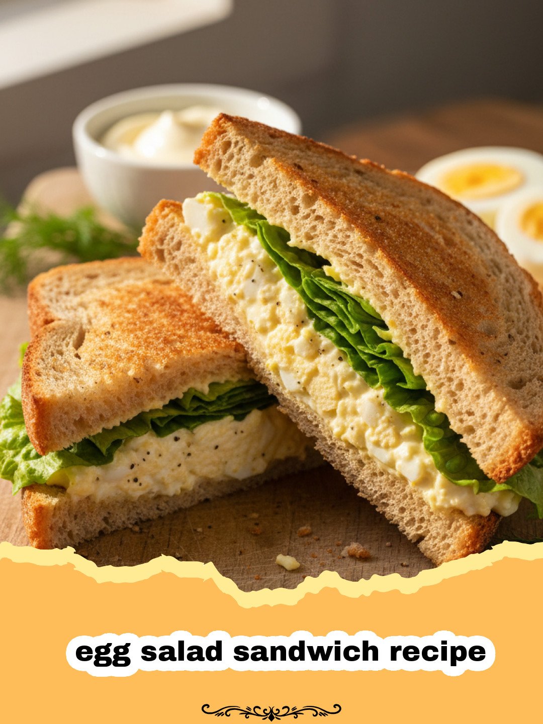 The Ultimate Creamy & Classic Egg Salad Sandwich Recipe 3 egg salad sandwich recipe - A close-up of a creamy egg salad sandwich on toasted bread with fresh dill.