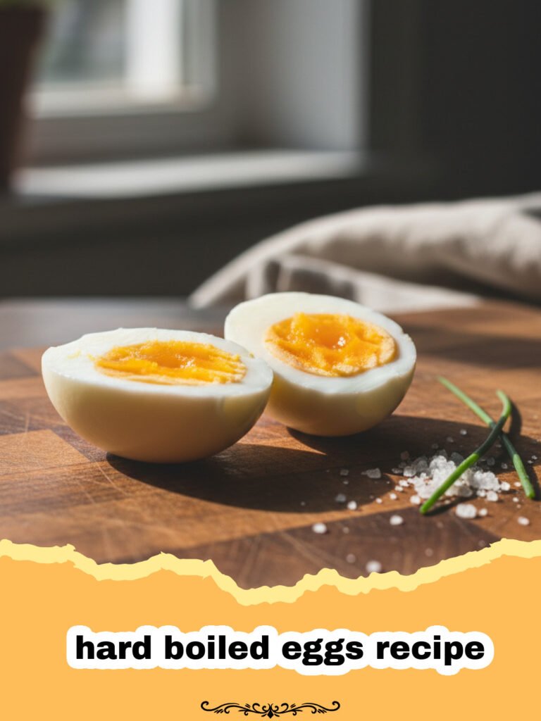 hard boiled eggs recipe - A bowl of perfectly peeled hard boiled eggs with one sliced in half showing a bright yellow yolk.