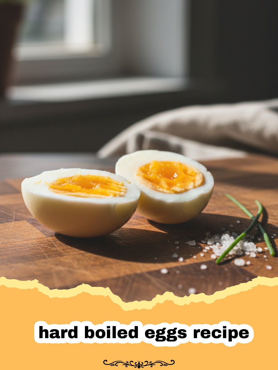 hard boiled eggs recipe - A bowl of perfectly peeled hard boiled eggs with one sliced in half showing a bright yellow yolk.
