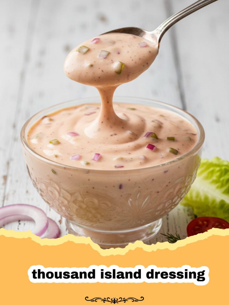 The Ultimate Homemade Thousand Island Dressing: A Classic Reimagined 5 A vibrant bowl of homemade thousand island dressing with fresh ingredients in the background, ready to be served.