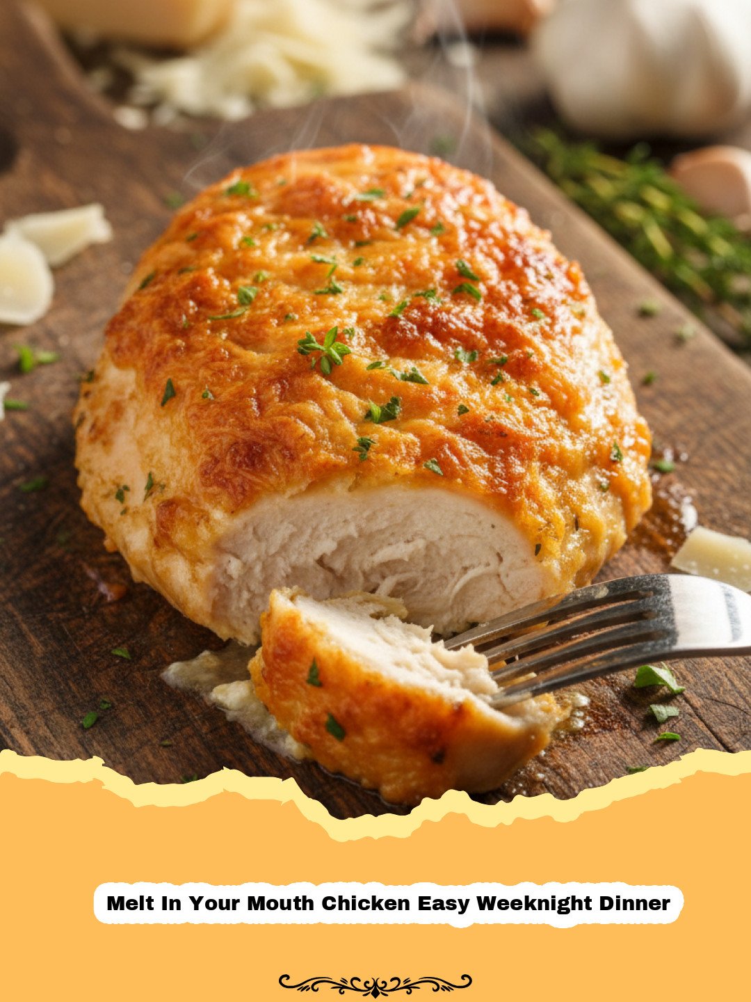 Melt In Your Mouth Chicken: Your New Go-To Easy Weeknight Dinner! 3 Creamy Melt In Your Mouth Chicken Easy Weeknight Dinner in a baking dish, garnished with fresh parsley.