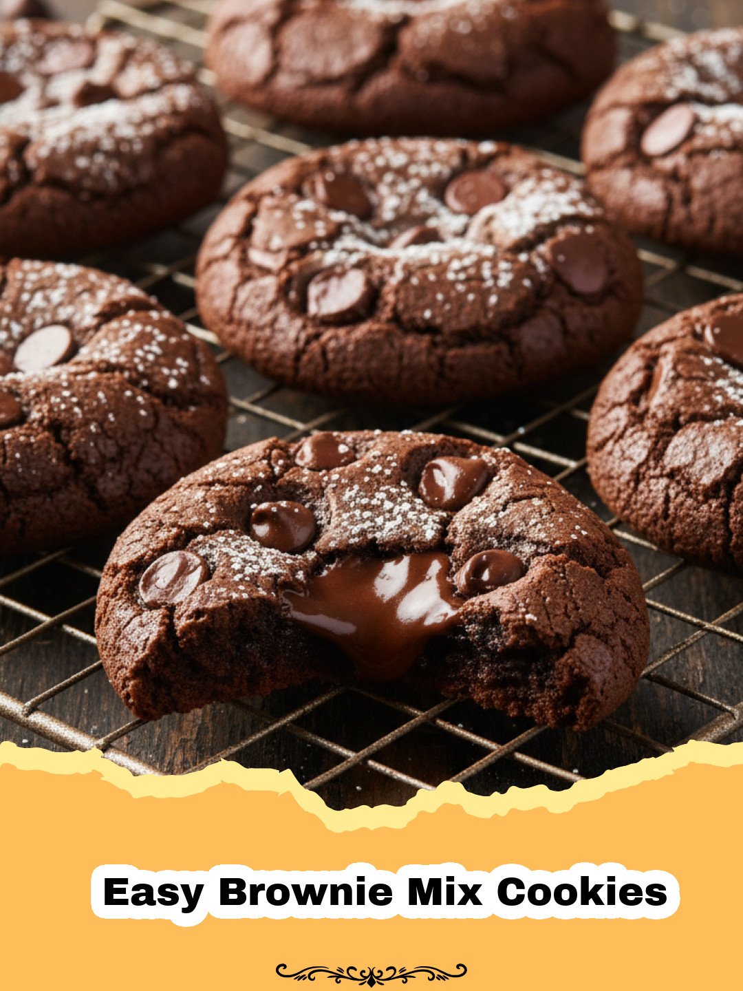 The Ultimate Easy Brownie Mix Cookies: Chewy, Fudgy Perfection in Minutes! 3 Pile of fudgy, chewy Easy Brownie Mix Cookies on a cooling rack
