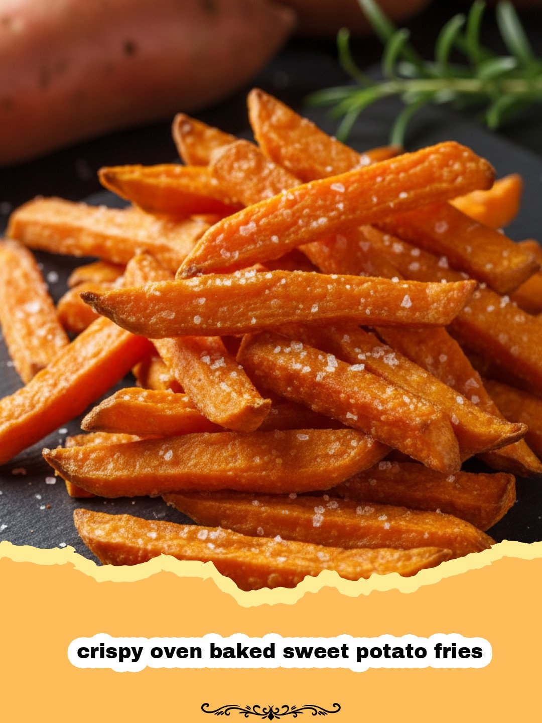 The Secret to Perfectly Crispy Oven Baked Sweet Potato Fries Every Time! 3 Pile of crispy oven baked sweet potato fries on a baking sheet with a dipping sauce.