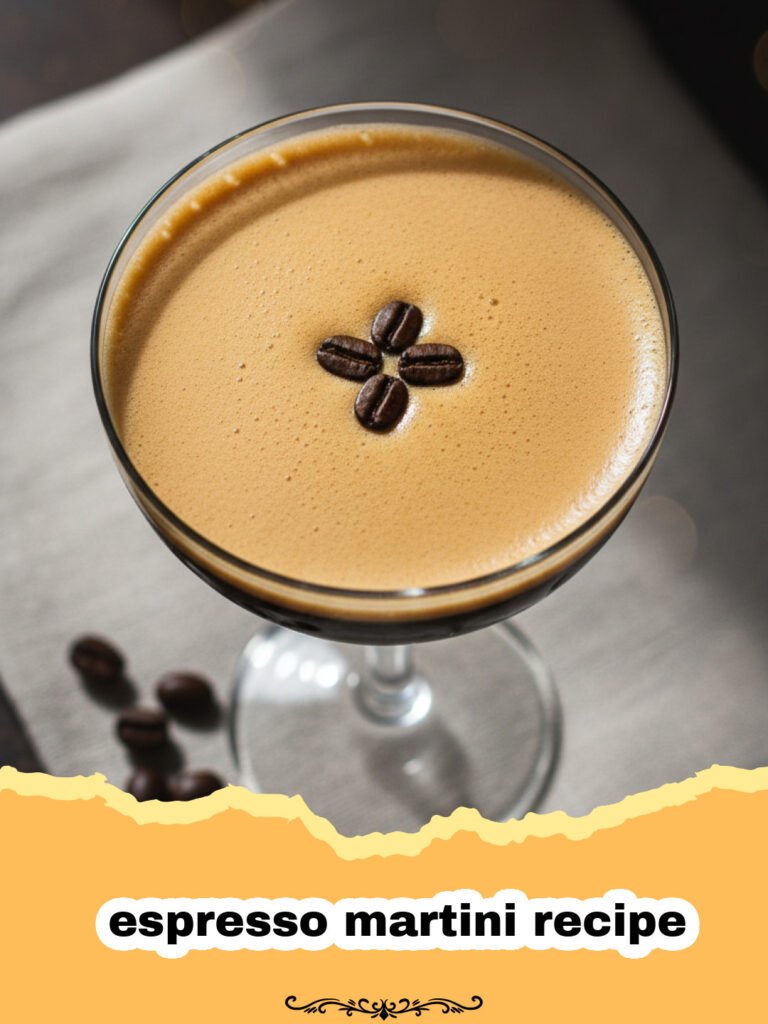 The Perfect Classic Espresso Martini Recipe 5 espresso martini recipe - A frothy espresso martini in a coupe glass garnished with three coffee beans
