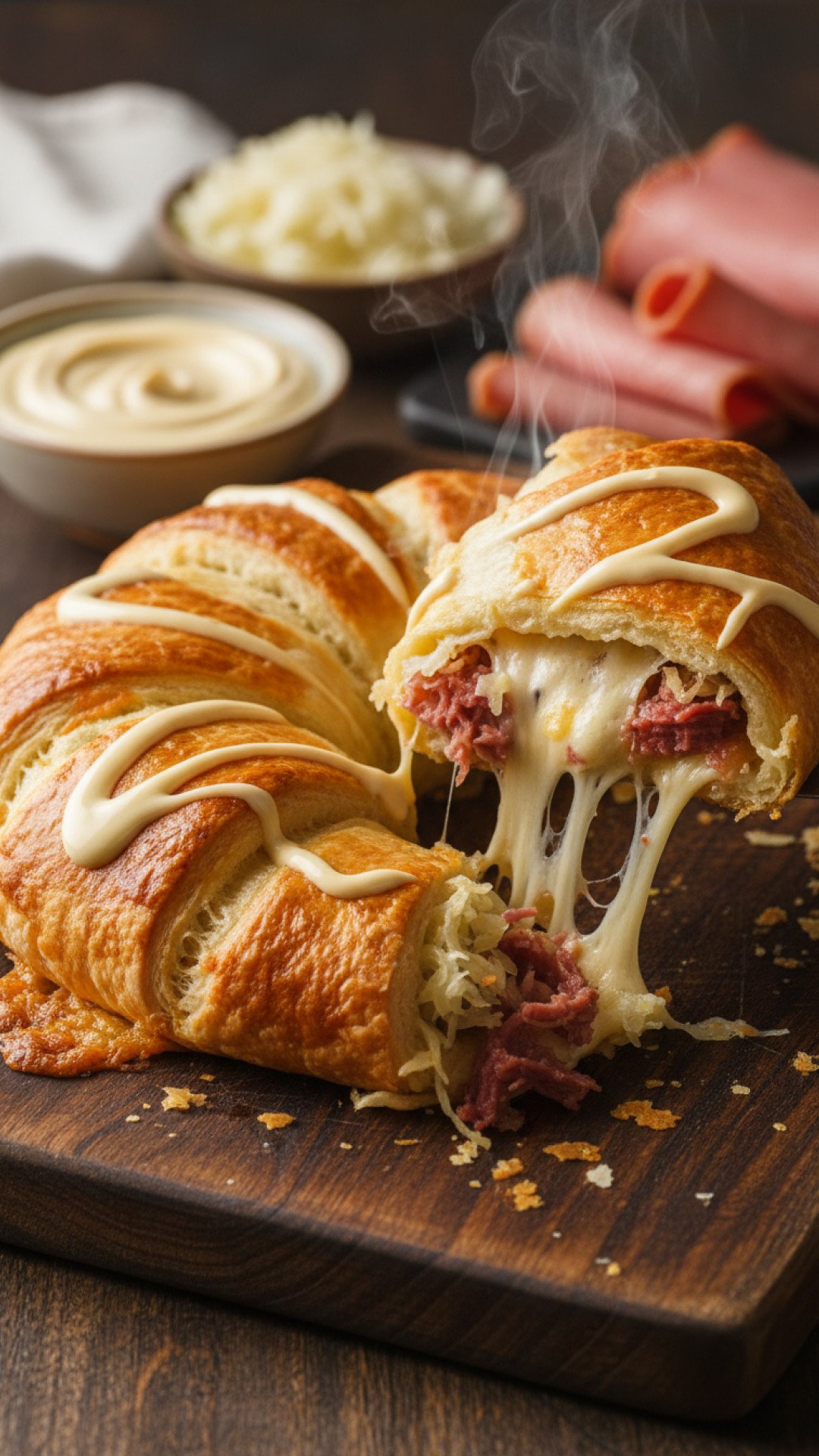 Reuben Crescent Bake Preparation