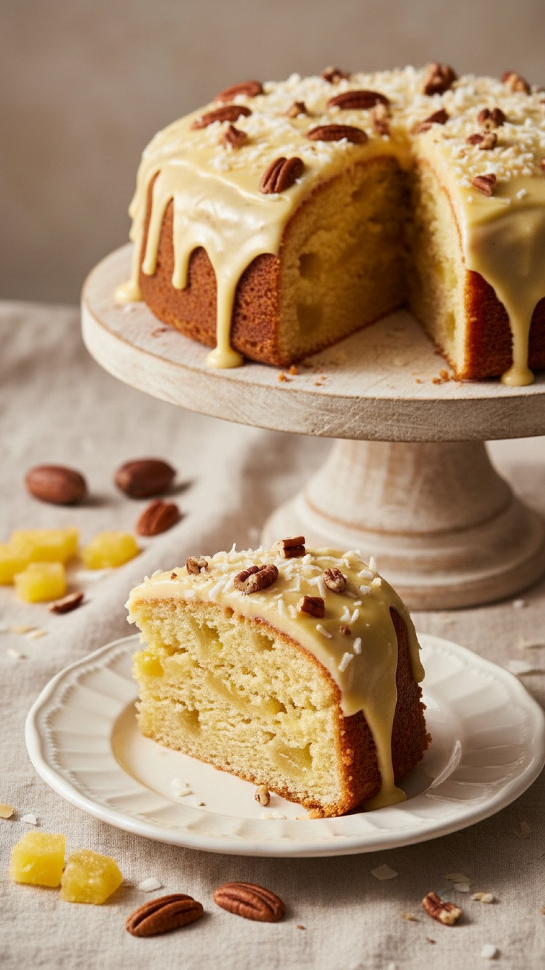 Southern Creamy Pineapple Pecan Cake Preparation