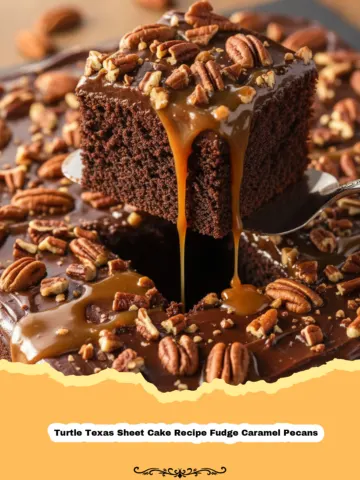 The Ultimate Decadent Turtle Texas Sheet Cake with Fudge, Caramel & Pecans